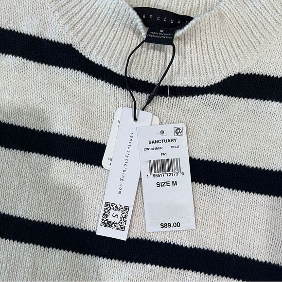 Sanctuary Life Is Easy Sweater Dress Cream Black Striped Cotton Knit Medium NWT - Picture 15 of 16